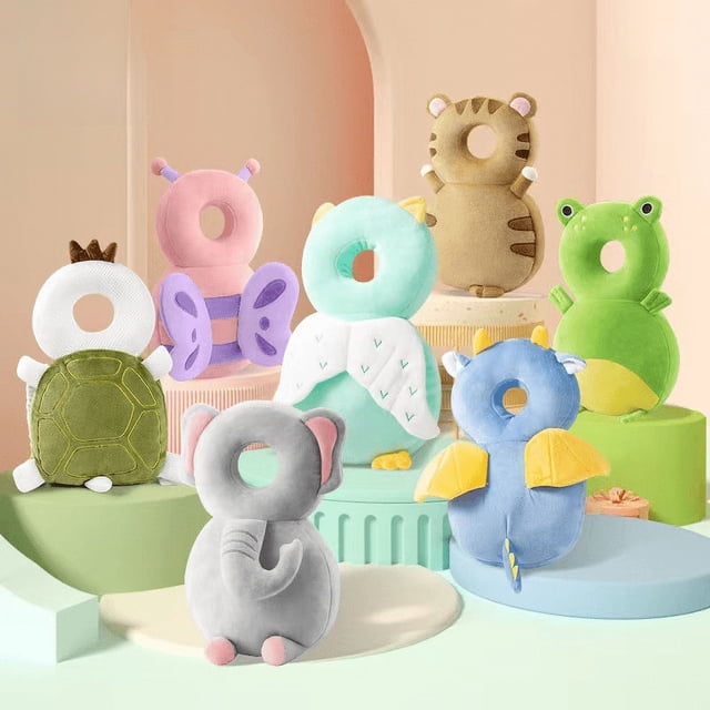 Cojín anticaída para bebé, almohada anticaída para bebé, transpirable, para caminar, reposacabezas anticolisión, peluche, búho, pequeño dragón volador
