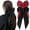 Black Red, variant on 4 Pcs Silk Hair Bow Ribbon Hair Barrettes Clip for Women Large Satin Red Hair Bow Hair Slides Metal Clips Vintage 90's Accessories for Girls