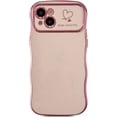 thumbnail image 4 of for iPhone 13 Case,Curly Wavy Grip Design Plated Love Heart Luxury Phone Case, Full Camera Lens Protection Fun Cute Side Small Pattern Electroplate Slim Soft Wave Case for iPhone 13,Pink, 4 of 16