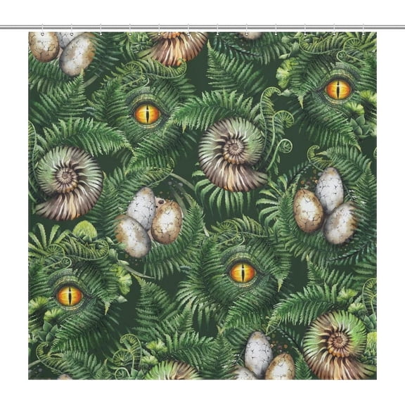 Prehistoric Dinosaur Fossils Plants Shower Curtain for Bathroom Fabric Waterproof Shower Curtain with 12 Plastic Hooks for Home Hotel Bath Decor 72 X 72 Inches