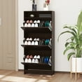 thumbnail image 3 of HOMCOM Shoe Storage Cabinet with 3 Large Fold-Out Drawers, Espresso, 3 of 9
