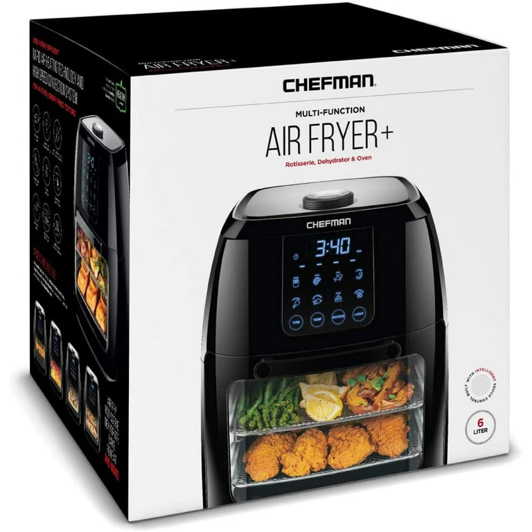 Chefman Multifunctional Digital Air Fryer+ Rotisserie, Fry, Roast & Bake,  17 Presets, XL 10L - Black, New 