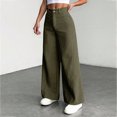 thumbnail image 6 of Women's corduroy trousers with pockets, high-waisted, wide-leg business formal trousers, 6 of 8