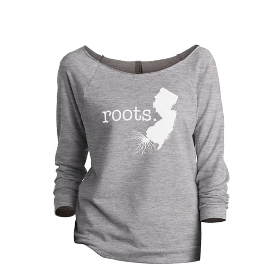 Thread Tank Home Roots State New Jersey NJ Women's Slouchy 3/4 Sleeves Raglan Sweatshirt Sport Grey Small