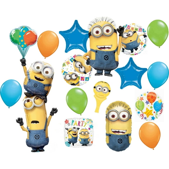 Anagram Latex and Foil Minions Bouquet Balloons, Piece of 16