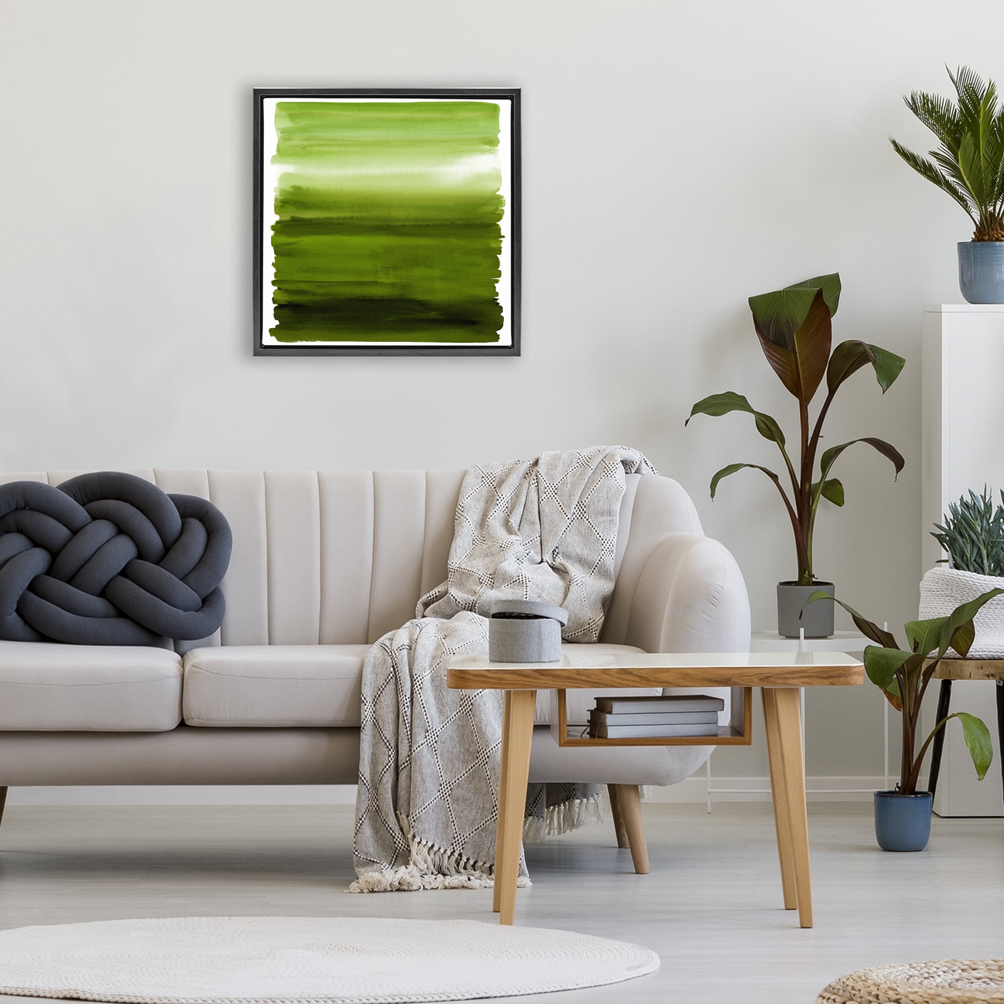 Stupell Industries Earthy Green Ombre Black Framed Floater Canvas Wall Art, design by Allie Corbin