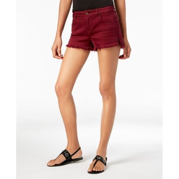 Vanilla Star Juniors Frayed Ripped Denim Shorts Port 0