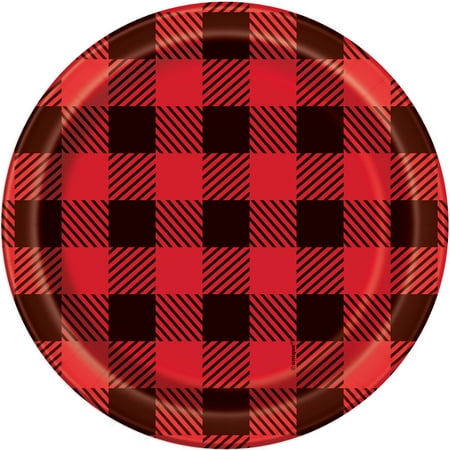 - Buffalo Plaid Lumberjack Paper Dessert Plates, 7in, 8ct