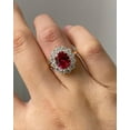 thumbnail image 2 of Natural Red Ruby Engagement Ring 4ct Emerald Cut Vintage Rose Gold Engagement Cluster Ring Moissanite Bridal Rings Promise Rings Anniversary, 2 of 4