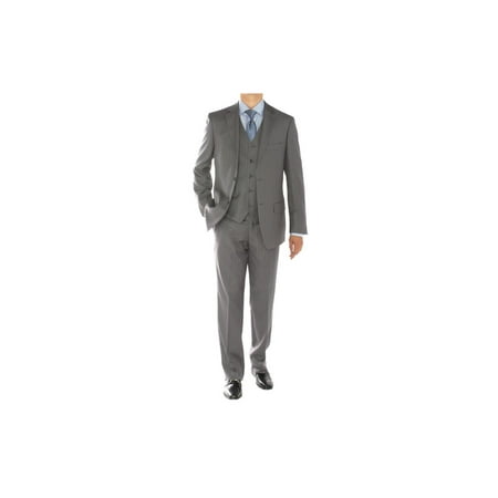 - Gino Valentino 3 Piece Men's 2 Button Jacket Flat Front Pants Vested Suit