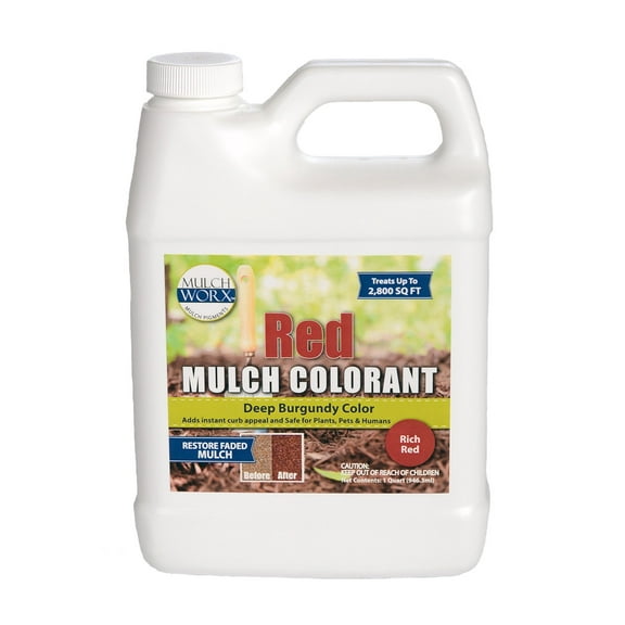 Mulch Worx Red Mulch Color Concentrate - Quart - Treats 2,800 Sq. Ft. - Deep Burgundy Red Mulch Dye Spray