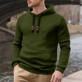 thumbnail image 2 of CharmCyan Mens Lightweight Hooded Pullover Sweatshirt Long Sleeve Casual Drawstring Hoodie Soft Knitwear Top Army Green L, 2 of 2