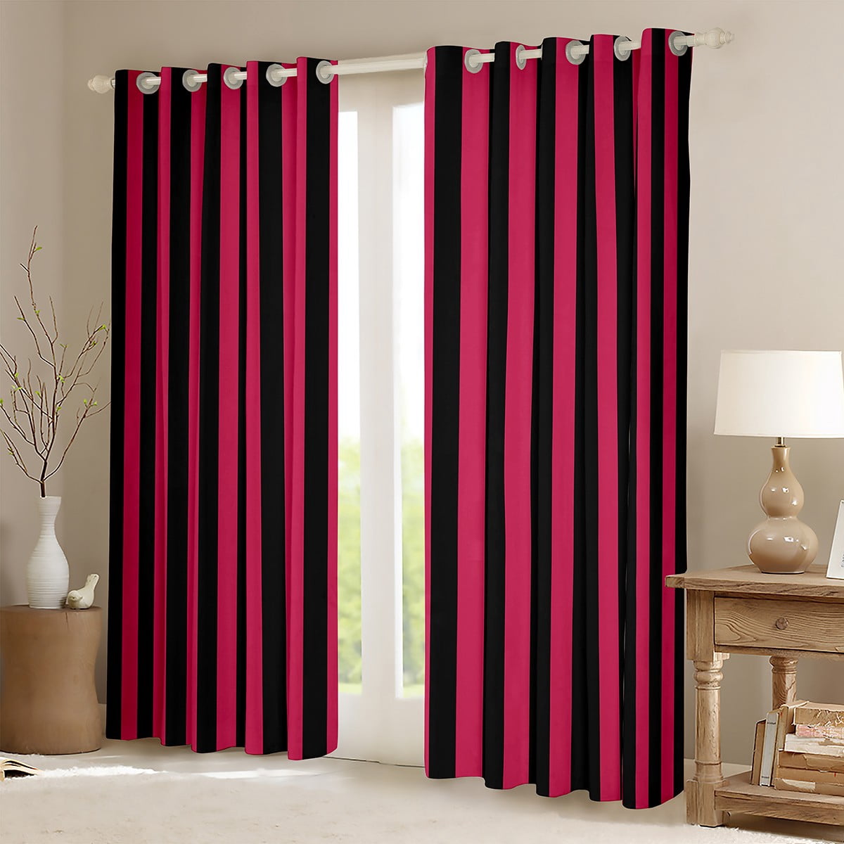 Erosebridal Stripes Ombre Curtains and Drapes (38x54), Abstract 30%-50% Blackout Curtains for Bedroom, Modern Geometric Curtains for Living Room, Window Drapes Room Decorative