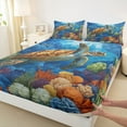 thumbnail image 4 of Feelyou Kawaii Sea Turtle Twin Sheet Sets for Teen, Marine Coral Twin Fitted Sheet, Ocean Animal Theme Flat Sheet, Lightweight Room Decor, 3-Piece, 4 of 8