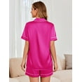 thumbnail image 6 of Ekouaer Womens Satin Silk Pajamas Set Short Sleeve Sleepwear Button Down Top and Shorts Loungewear 2 Piece Pjs Set, 6 of 7
