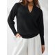 thumbnail image 4 of VISgogo Jersey de punto de otoño invierno para mujer Color sólido Manga larga Solapa Corte en V Suéter VISgogo moda, 4 of 9