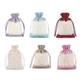 thumbnail image 5 of Juego de 50 bolsas de regalo con cordón, de malla, transparentes, con ventana, para envolver dulces, joyas y pendientes., 5 of 5