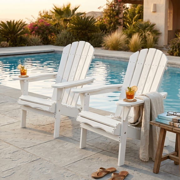 FFZ Wood Lounge Patio Chair Outdoor Folding Embossed Adirondack Chair