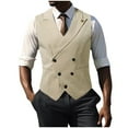 thumbnail image 3 of BiZtdJrK Business Casual Vests for Men V Neck Button Down Suit Vest Sleeveless Wedding Prom Jackets with Pockets Beige XL, 3 of 8