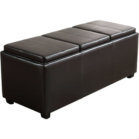 Simpli Home Avalon Extra Large Storage Ottoman with 3 Serving Trays  Walmart.com