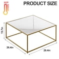 thumbnail image 2 of Glass Coffee Table Modern Center Table,Minimalist Coffee Table Sofa Side Tea Table for Living Room,Tempered Glass-top with Sturdy Metal Frame, Easy Assembly,26.4 x 26.4 x 15.7 Inches, Gold, 2 of 7