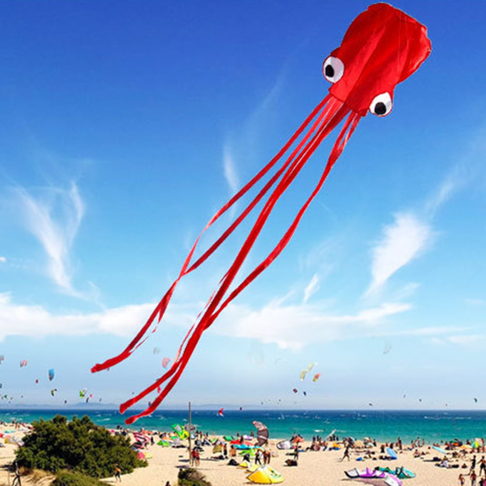 4M Single Line Stunt Red Octopus Power Sport Flying Kite Outdoor ActivityFJP JA 