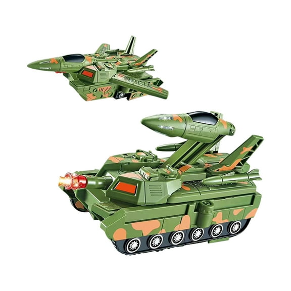 1Pc Kids Deformation Toy Vehicle - Transforms From Tank To Plane With Lights And Music, Camouflage Design - For Boys Girls Birthday Christmas Gift, Indoor Outdoor Play