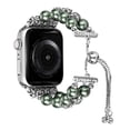 thumbnail image 2 of For Apple Watch Size Ultra 49/42/44/45mm Pearls Strand Beautiful Metal Watchband - Olive Green, 2 of 3
