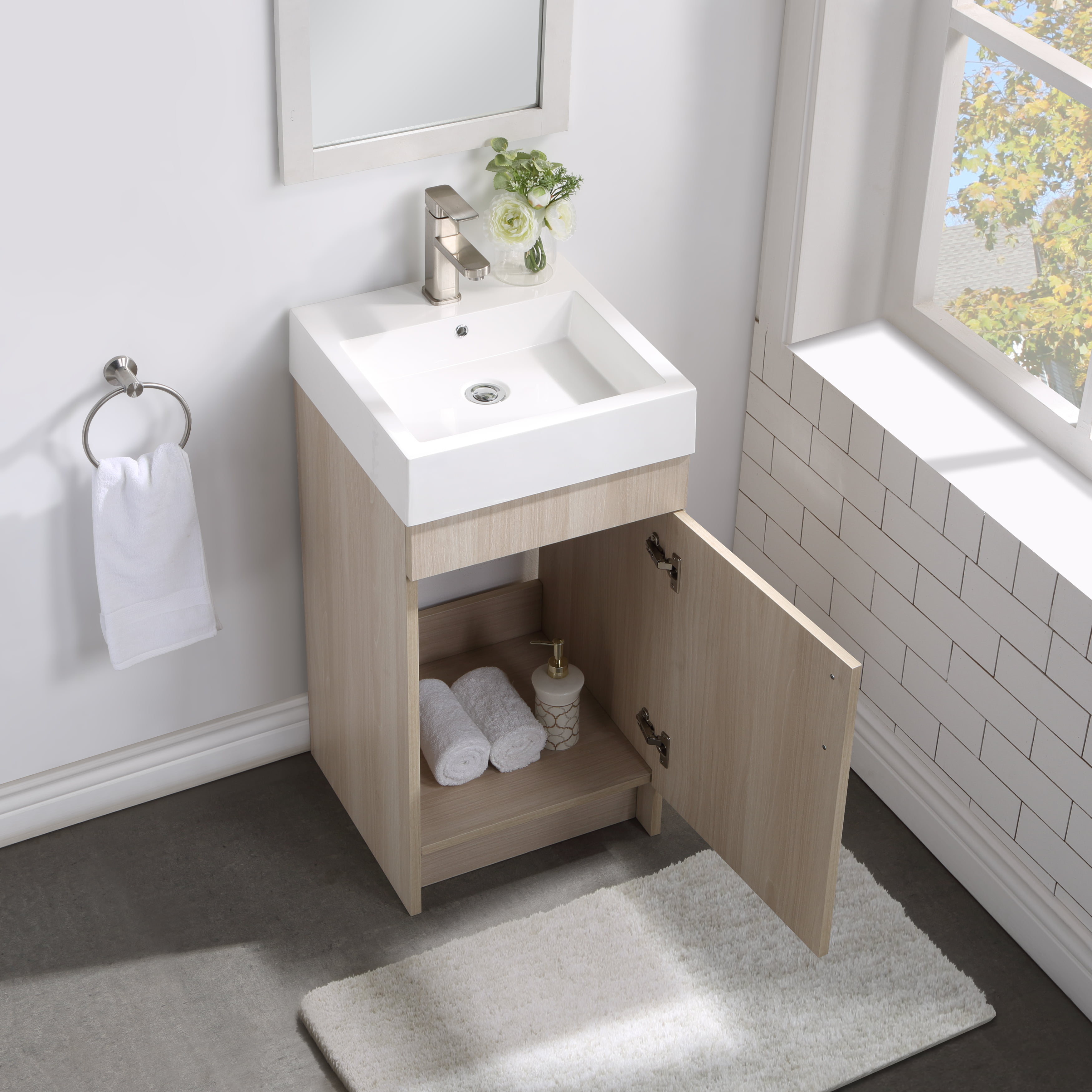 Mainstays Farmhouse 17 75 Inch White Woodgrain Single Sink Bathroom Vanity With Top Assembly Required Com - Farmhouse 17 75 Inch Rustic Grey Single Sink Bathroom Vanity With Top