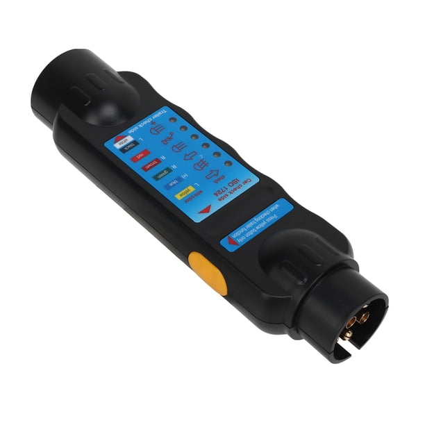 Probador de enchufe de remolque, herramienta de prueba de luz de circuito de cableado de barra de remolque eléctrica de 7 pines, etiqueta azul para camión RV Jadeshay A