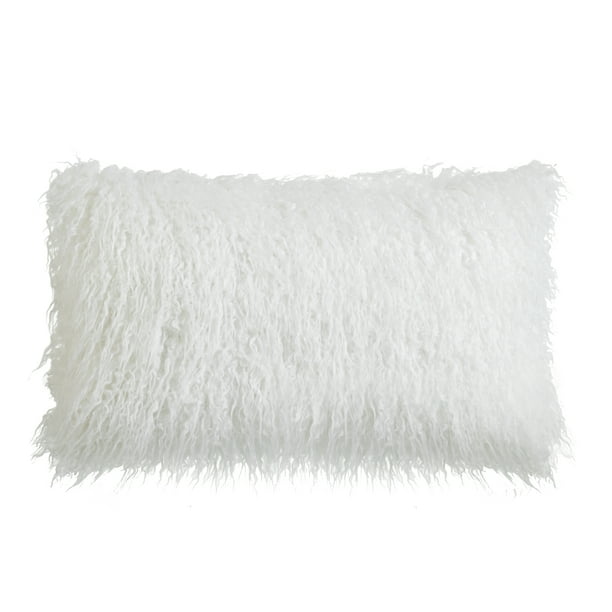 Better Homes and Gardens Mongolian Faux Fur Oblong Pillow, 12 x 21