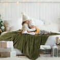 thumbnail image 4 of PiccoCasa Luxury Fleece Bed Blanket Woven Mesh Dark Green 78"x90", 4 of 9