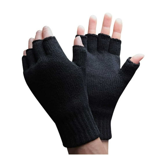 Thinsulate - Mens 3M Thermal Insulated Black Fingerless Gloves
