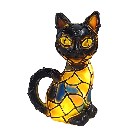 HUISZJ Cute Cat Table Lamp Night Light, Colorful Resin Tabletop Night Light, Cute Animal Themed Table Lamp for Bedroom Home Decor