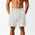 thumbnail image 2 of EOYWHK Mens Work Shorts with Pockets Elastic Waist Stretchy Work Shorts for Men Soft Lightweight Breathable for Casual Lounge Home Beige, Size L, 2 of 9