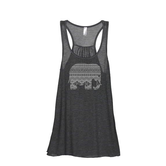 Thread Tank Aztec Tribal Elephant Women's Sleeveless Flowy Racerback Tank Top Charcoal Large
