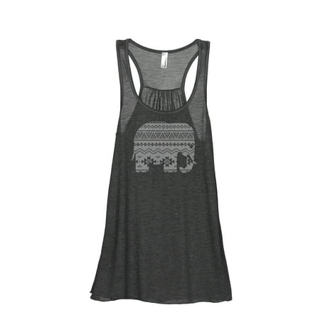 Tribal Print Sleeveless Thread Tank Aztec Tribal Elephant Women's Sleeveless Flowy Racerback Tank Top Charcoal Small ()