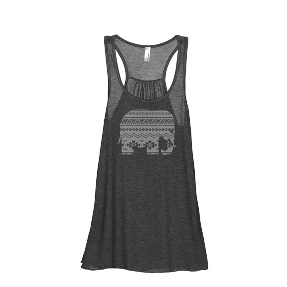Thread Tank Aztec Tribal Elephant Women's Sleeveless Flowy Racerback Tank Top Charcoal Small