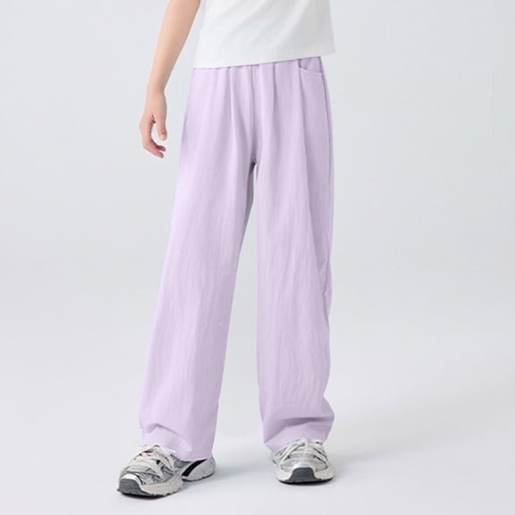 asjyhkr Toddler Kids Boys Girls Wide Leg High Waist Sweatpants with Pockets 4-15 Years Solid Color Casual Breathable Comforty Workout Outdoor Playing Athletic Pants,Size 120-170