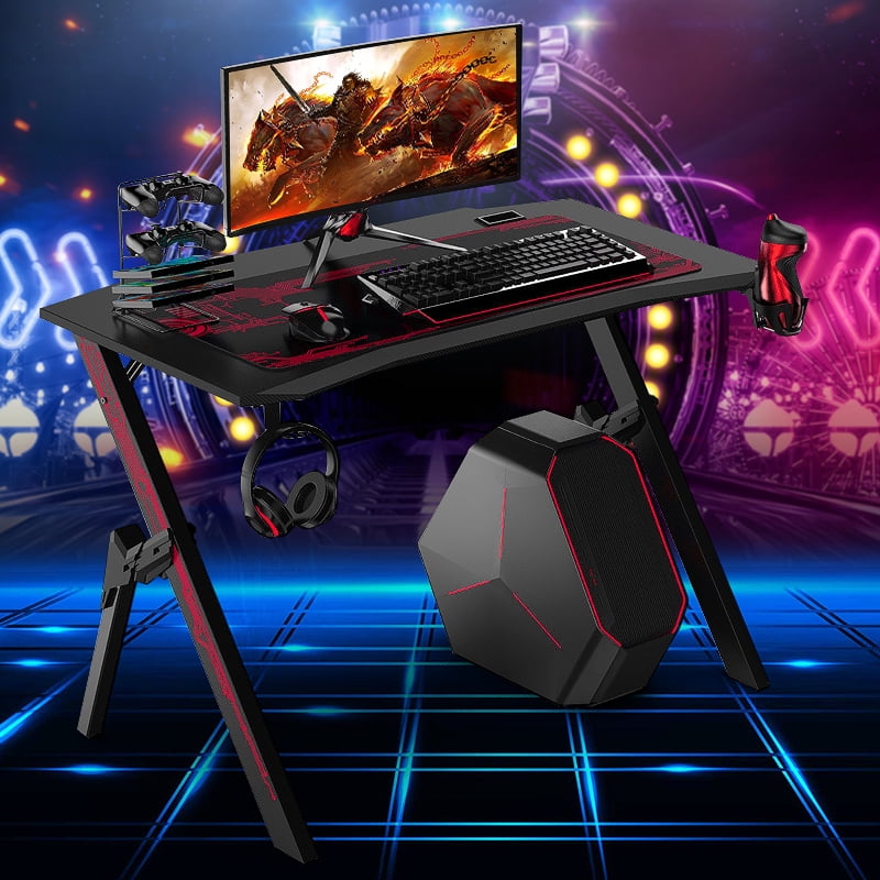 LXingStore Dual Monitor Gaming Desk Office Desk 43.3'' R Shaped Gaming