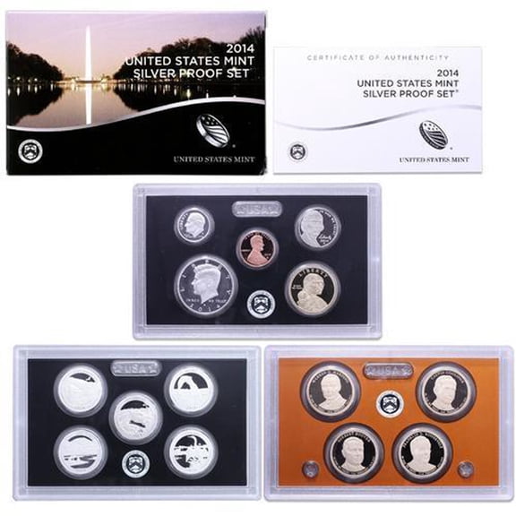 2014 Silver Proof Set - U.S. Mint 14-Coin Set - Includes Silver ATB Quarters & Presidential Dollars