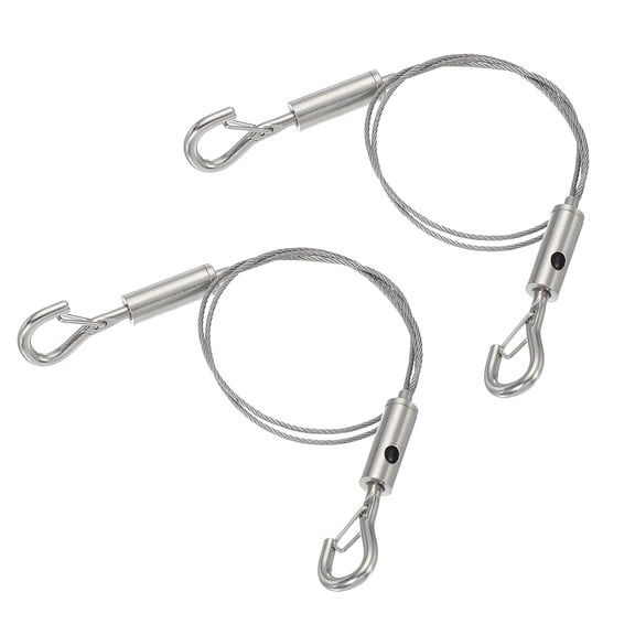 Uxcell Adjustable Hanging Wires Kit Heavy Duty Stainless Steel Wire Rope with Double Hooks 50mm