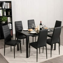 SSyao 15.74 x 18.5 x 38.58inch Dining Chairs Set of 6 Kitchen High Back Dining Room Chair with Metal Leg Black