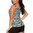 thumbnail image 3 of Fuzoiu Colorful Fish 1 Print Women's Workout Tank Top,Athletic Racerback Sports Tank,Tops Sleeveless Running Loose Fit Yoga Tops,Active Shirts for Yoga, Running, and Gym-Medium, 3 of 7