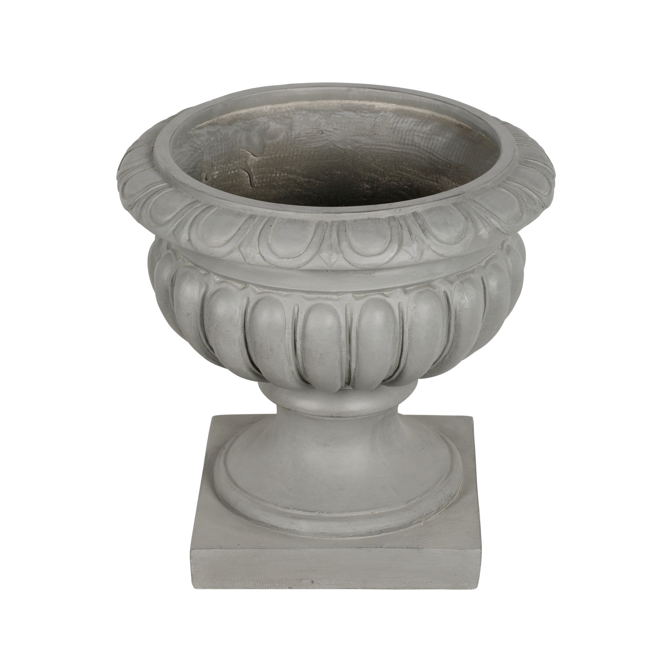 Christopher Knight Home 18.11" Pedestal Urn Planter, MGO Flower Pot with Scrollwork, Gray