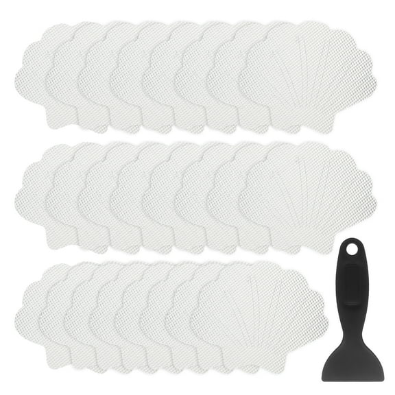 Uxcell 24pcs Non Slip Bathtub Stickers 3.7" Seashell Style Decals & Scraper Transparent