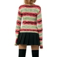 thumbnail image 6 of KOMOO Women Rainbow Cropped Sweater Long Sleeve Loose Stripe Knitted Pullover Tie Dye Crochet Knitwear, 6 of 9