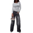 thumbnail image 2 of Camisetas de Larga con Cuello Redondo para Mujer, Estilo Casual y Ajustado, de Color Liso. Ropa Básica de Otoño. Crema L, 2 of 7