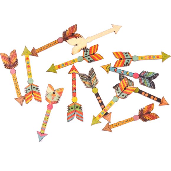 MasteelfCA 50 Pcs Rustic Wood Arrow Sign Single Hole Printed Arrow Wall Pendant Unique Farmhouse Route Road Arrow Sign Home Wall Hanging Decor (Random Style)