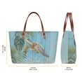 thumbnail image 5 of ZUXONGSY Turtle Woodgrain Palm Tree Print Tote Bag with Practicality Makeup Bag Wallet for Women PU Leather Top Handle Satchel Set with Casual Travel Toiletry Bag Slim Wallet for Travel Shopping, 5 of 5